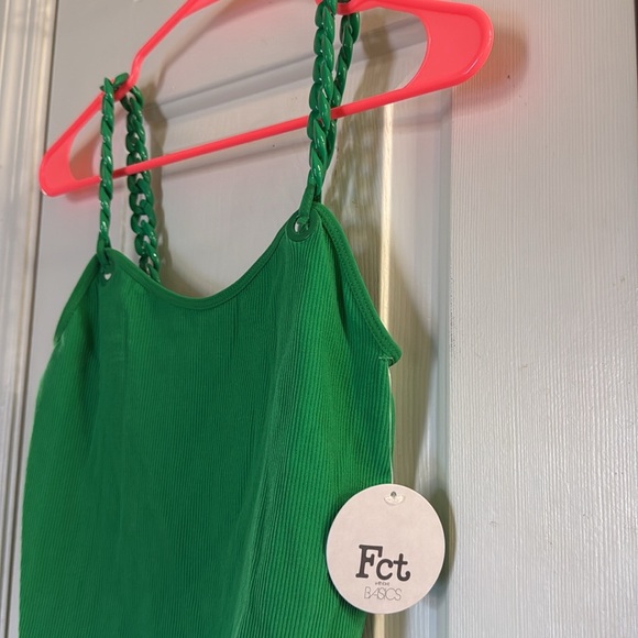 Fct Kelly Green Plastic Chain Strap Stretchy Crop Top Juniors 90s Size L - Picture 2 of 4
